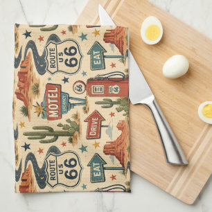 Linge De Cuisine Décor de cuisine américaine rétro de la route 66