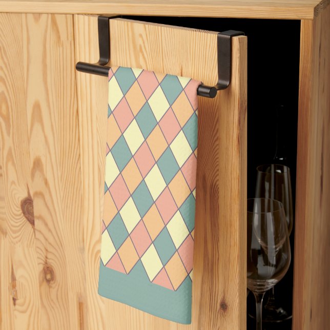 Linge De Cuisine Décor de cuisine rétro diamant arlequin pastel (Pliage en tiers)