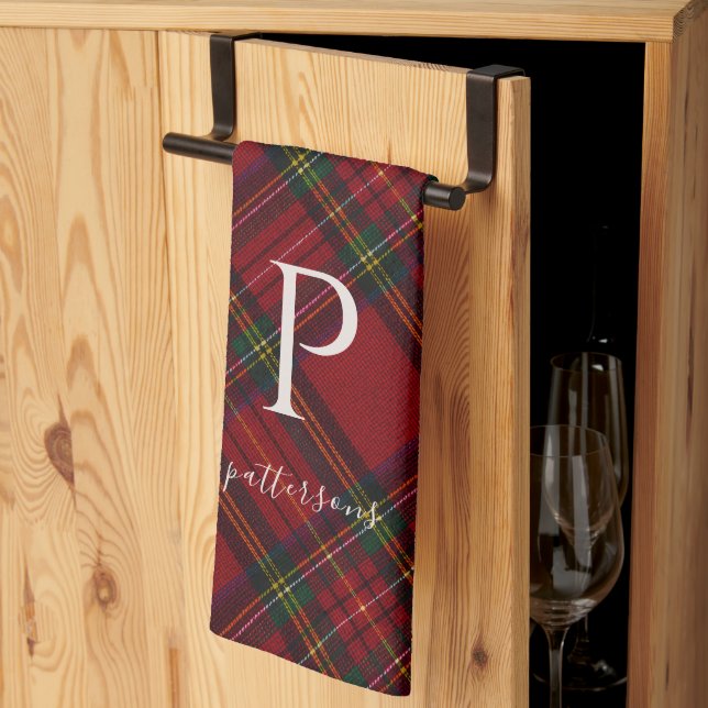 Linge De Cuisine Décor de Ferme à Monogramme à Carreaux Rustique (Pliage en tiers)