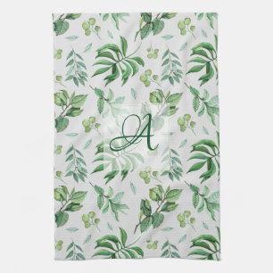 Linge De Cuisine Décor de la maison botanique du Congé vert monogra