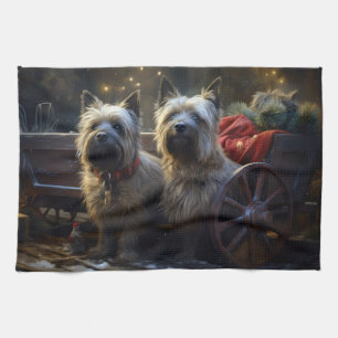 Linge De Cuisine Décor de Noël de Cairn Terrier Snowy Sleigh