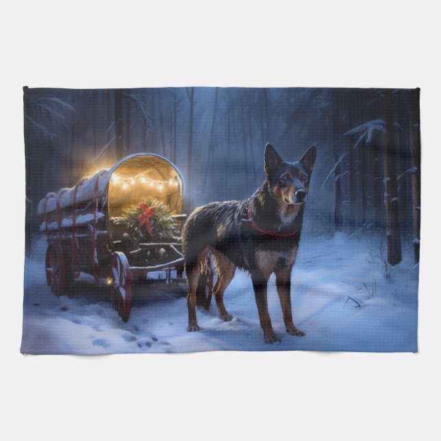 Linge De Cuisine Décor de Noël Kelpie Snowy Sleigh (Horizontal)
