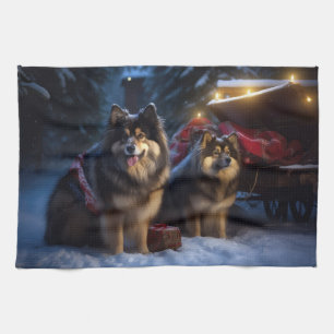 Linge De Cuisine Décor de Noël Lapphund Snowy Sleigh