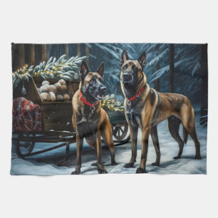 Linge De Cuisine Décor de Noël Malinoi Snowy Sleigh