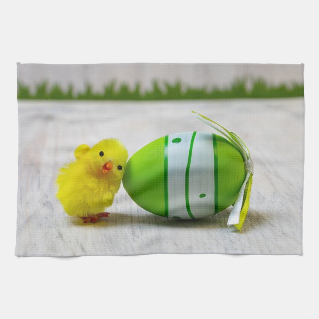 Linge De Cuisine Décor de Pâques - OEuf de Pâques et poussin (Horizontal)