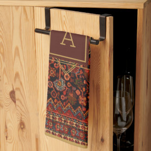 Linge De Cuisine Décor Maximaliste Monogramme Vintage Motif de tapi