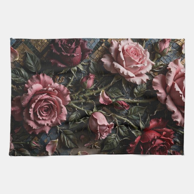 Linge De Cuisine Décoratif Floral de Luxe  (Horizontal)
