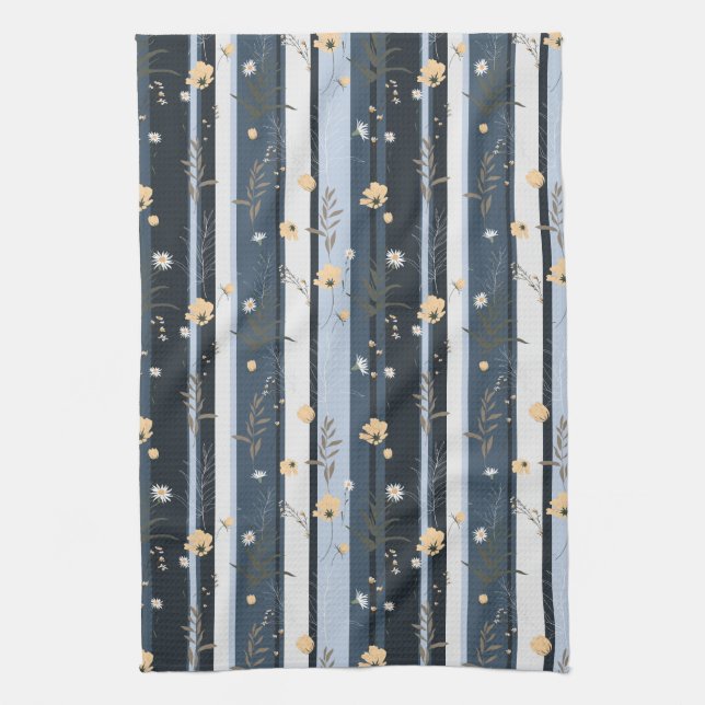 Linge De Cuisine Décoration de maison moderne rayée marine à fleurs (Vertical)