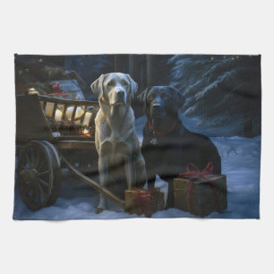 Linge De Cuisine Décoration de Noël Chien de Traîneau enneigé Labra