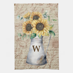 Linge De Cuisine Découpage de lettre vintage tournesol rustique mon