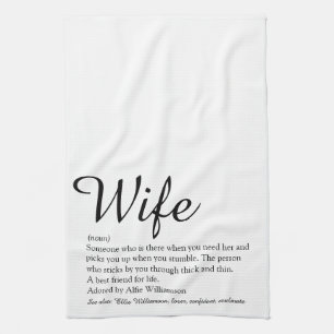 Linge De Cuisine Définition de femme chic script noir et blanc amus