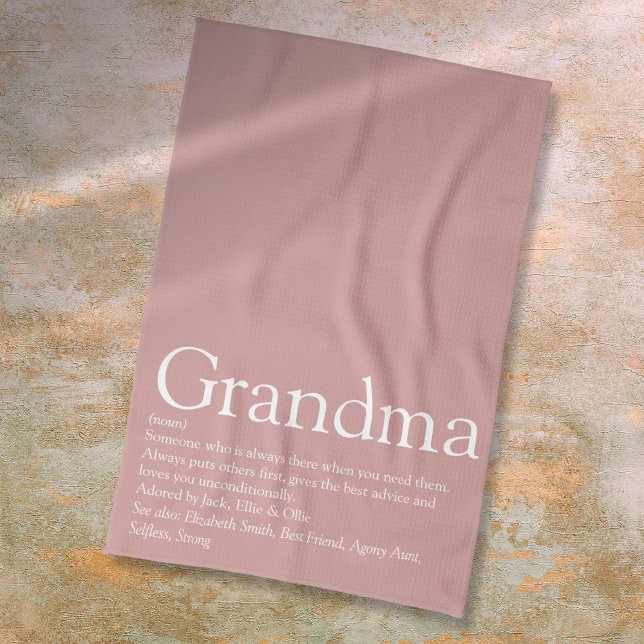Linge De Cuisine Définition de grand-mère rose poussiéreuse  (Dusty Rose Pink Grandma Granny Definition Kitchen Towel)
