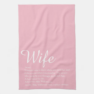 Linge De Cuisine Définition d'épouse Écriture élégante Féminin Rose