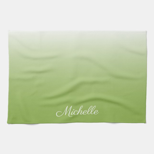 Linge De Cuisine dégradé personnalisé vert vert foncé (Horizontal)