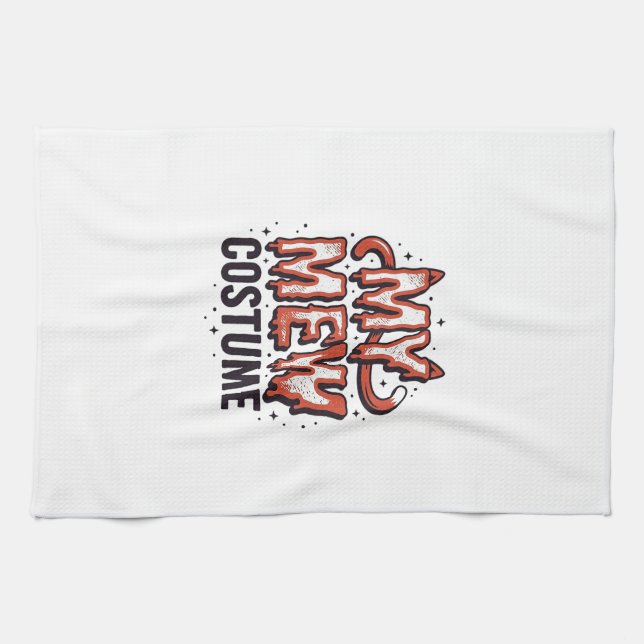 Linge De Cuisine Déguisement de chat mignon d'Halloween, design vin (Horizontal)