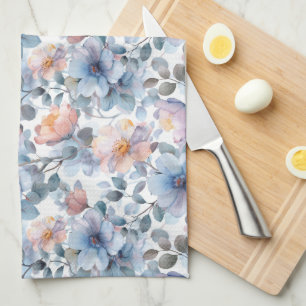 Linge De Cuisine Délicat motif floral aquarelle en couleur pastel