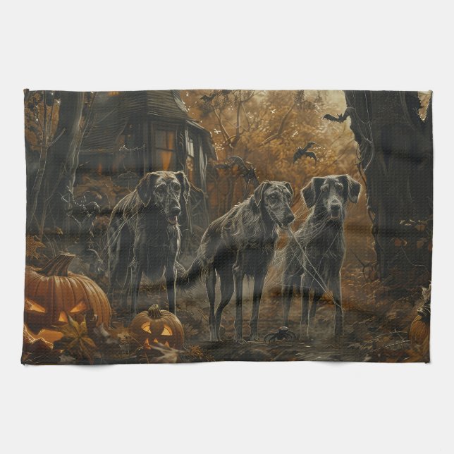 Linge De Cuisine Délice de chien de nuit d'Halloween Afghan Hound  (Horizontal)