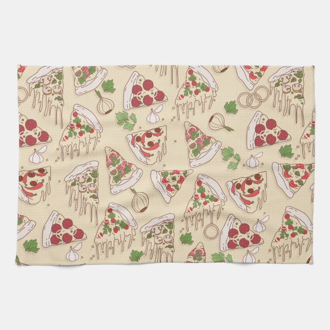 Linge De Cuisine Délicieux Motif de pizza au fromage (Horizontal)