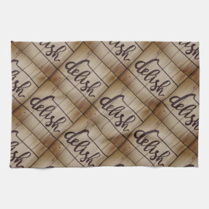 Linge De Cuisine DELISH Graphics Art Collage Tan Brown