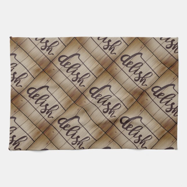 Linge De Cuisine DELISH Graphics Art Collage Tan Brown (Horizontal)
