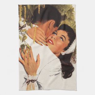 Linge De Cuisine Demande en mariage vintage, amour et romance