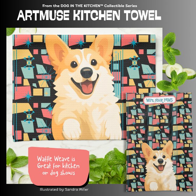 Linge De Cuisine DENNY corgi  - ArtMuse Kitchen Towels  (Créateur téléchargé)
