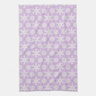 Linge De Cuisine dentelle antique - blanc et lavande