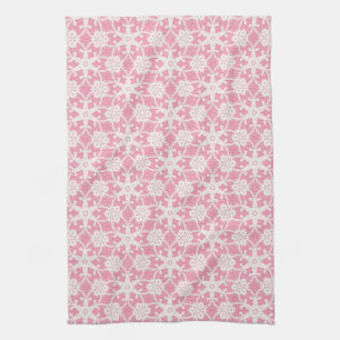 Linge De Cuisine Dentelle antique - blanc et rose rose