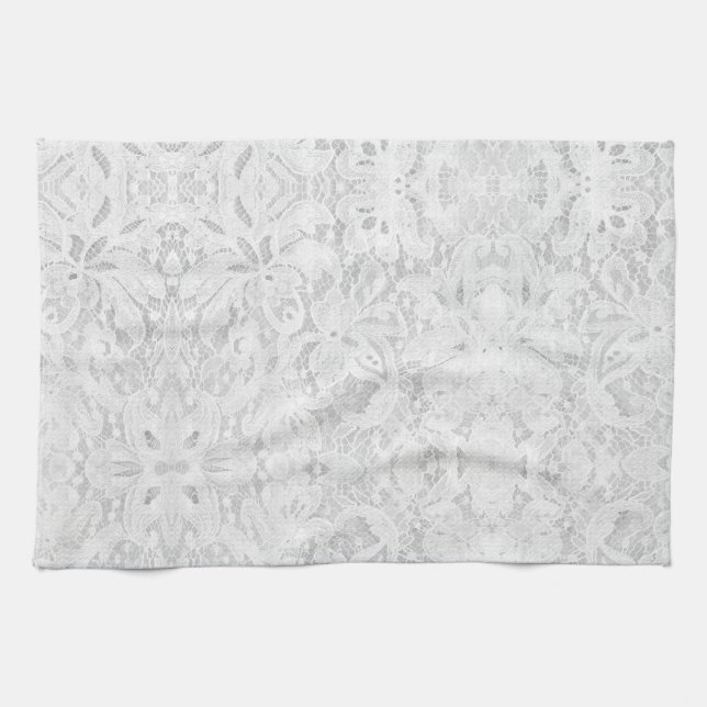 Linge De Cuisine Dentelle blanche tombante (Horizontal)