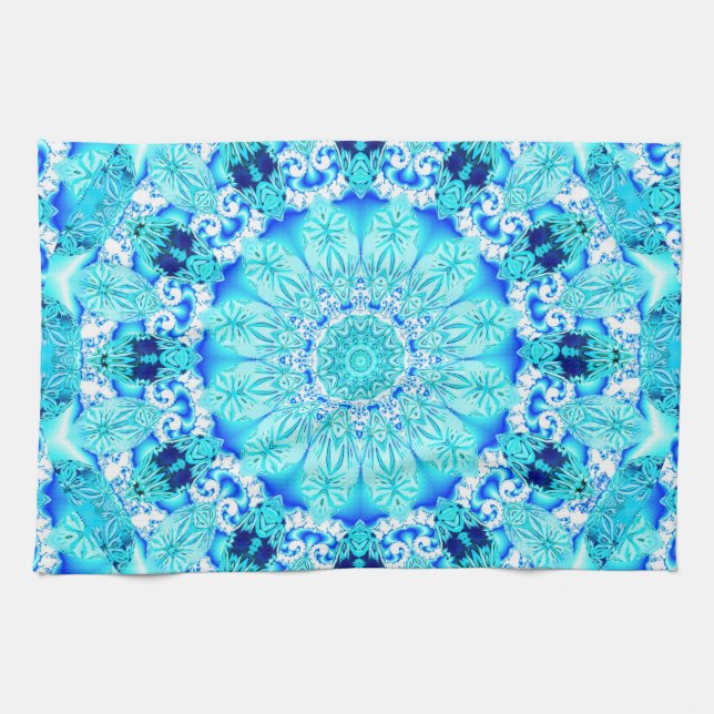 Linge De Cuisine Dentelle d'Aqua, mandala sensible et abstrait (Horizontal)