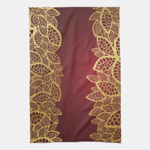 Linge De Cuisine Dentelle d'or de feuille sur l'arrière - plan