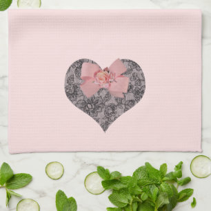 Linge De Cuisine Dentelle et roses noirs