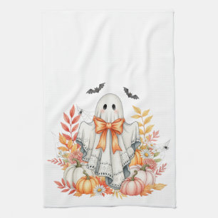 Linge De Cuisine Dentelle florale mignonne Ghost Halloween Éffrayan