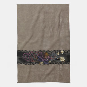 Linge De Cuisine Dentelle rose et noire gothique