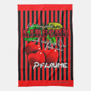 Linge De Cuisine Des cerises rouges sucrées avec une phrase amusant