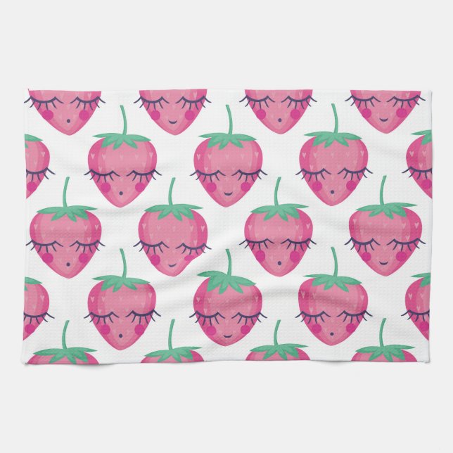 Linge De Cuisine Des fraises endormies, mignonnes motifs. (Horizontal)