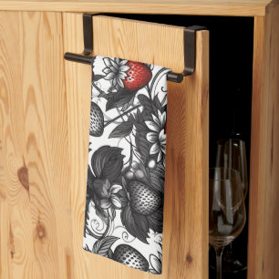 Linge De Cuisine Des fraises noires, blanches et rouges partout