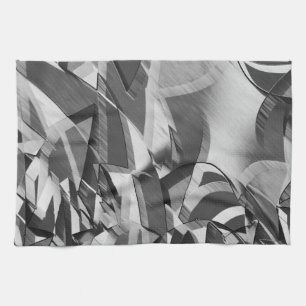 Linge De Cuisine Des rayures grises sur une image noire et percée