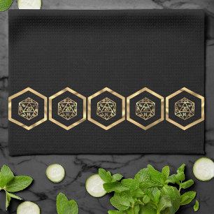 Linge De Cuisine Dés RPG Gamer PnP Rétro Tabletop Imaginaire Or