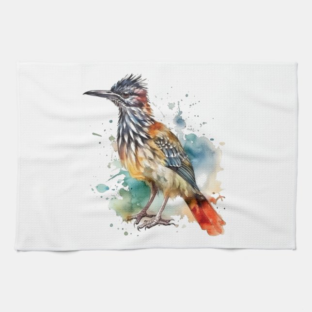 Linge De Cuisine Desert Spirit, Roadrunner en Aquarelle (Horizontal)