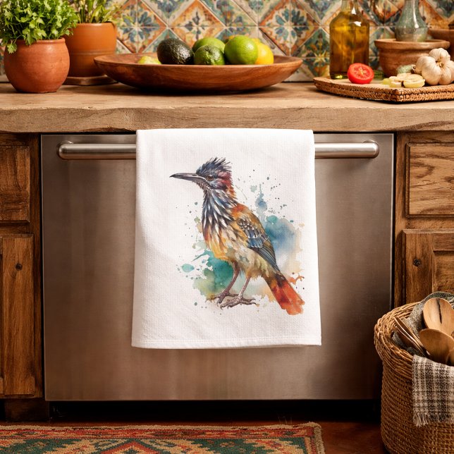 Linge De Cuisine Desert Spirit, Roadrunner en Aquarelle (Créateur téléchargé)