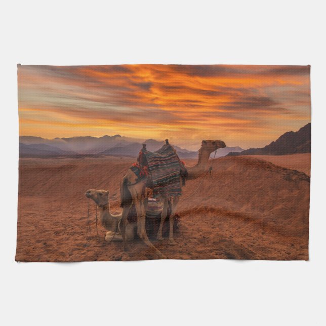 Linge De Cuisine Deserts | Bactrian Camel Egypt Sand Dune (Horizontal)