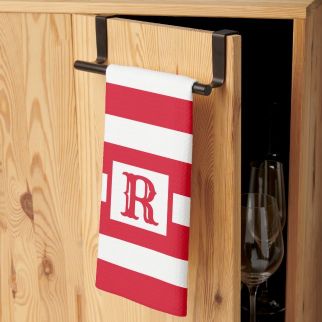 Linge De Cuisine Design à rayures rouge et blanc mignon (Pliage en tiers)