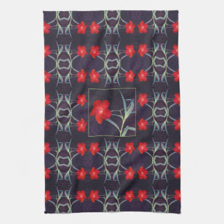 Linge De Cuisine Design avec Fleurs rouges et Feuilles