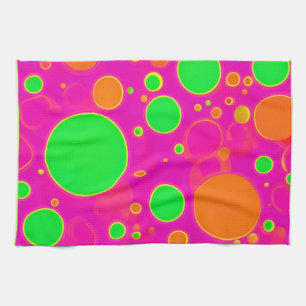 Linge De Cuisine Design circulaire néon rose et vert rétro