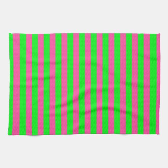 Linge De Cuisine Design de bandes rose et verte (Horizontal)