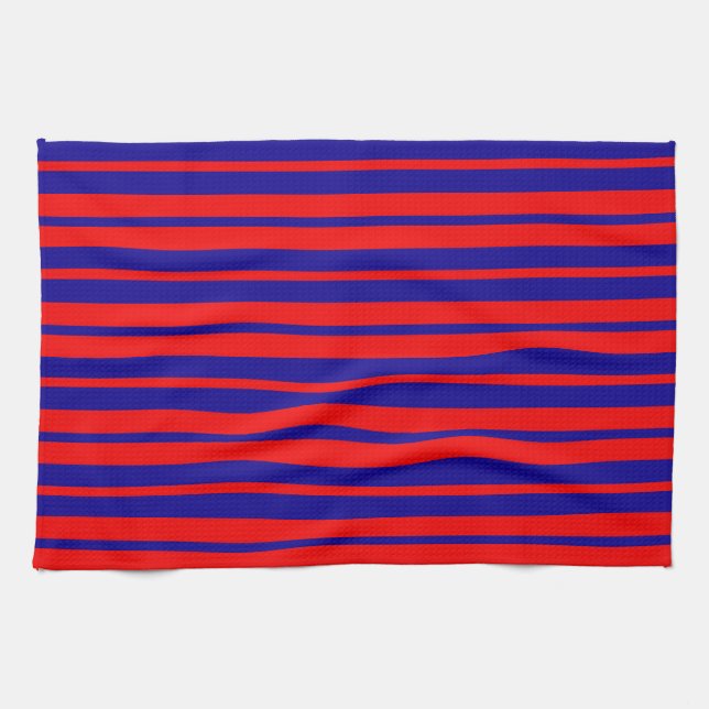 Linge De Cuisine Design de bandes rouges et bleues (Horizontal)