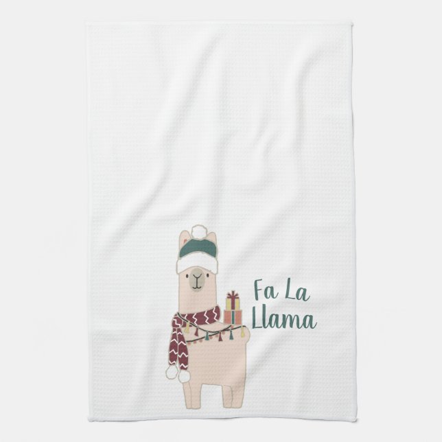 Linge De Cuisine Design de Cute Holiday Fa La llama (Vertical)