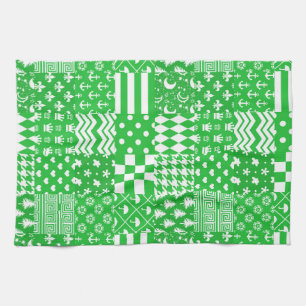 Linge De Cuisine Design de maquette Motif mixte blanc vert
