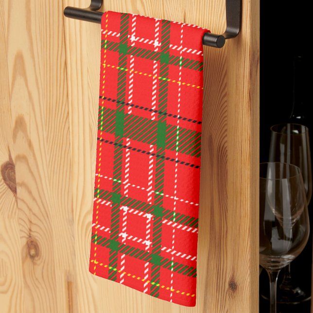 Linge De Cuisine Design de Motif de Noël Tartan rouge (Créateur téléchargé)